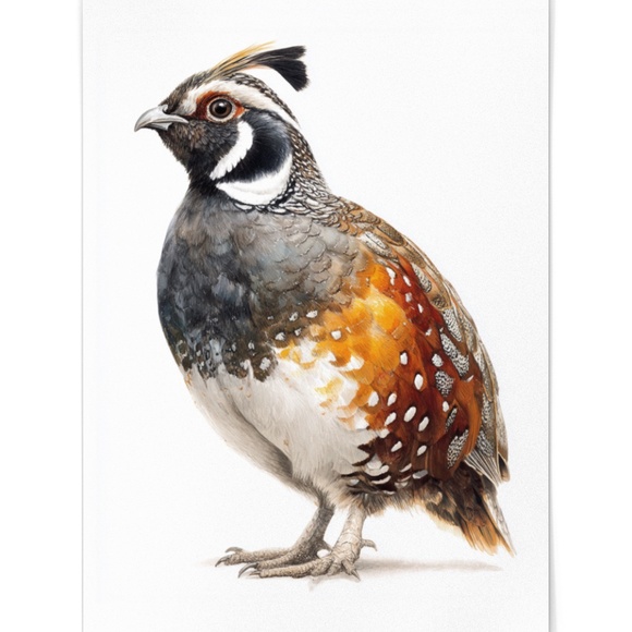 Watercolor Quail Wall Art Print, Unframed - Vibrant Nature-Inspired Home Decor - Picture 2 of 6